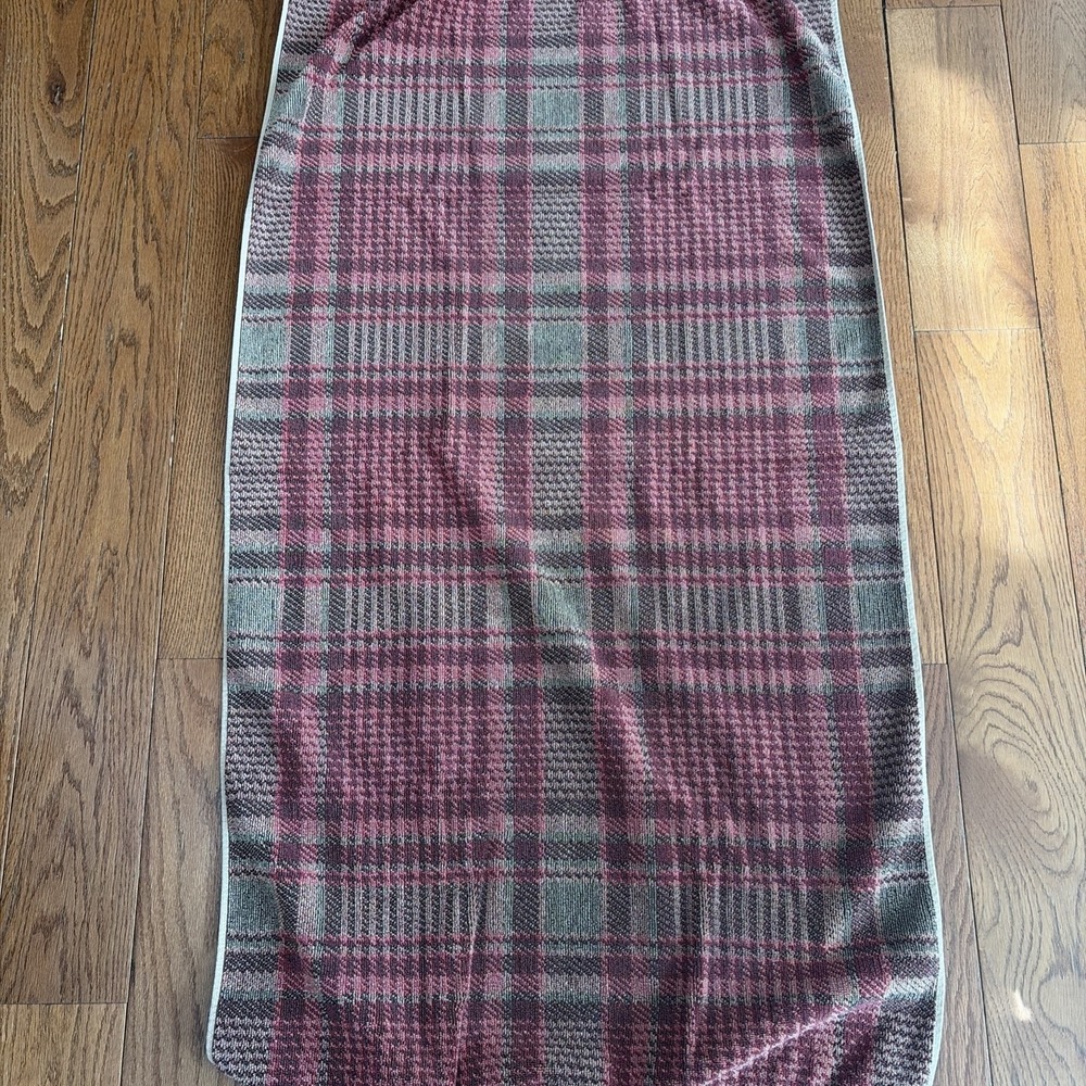 VTG Ralph Lauren bath towel Aragon Plaid Houndstooth Tartan Brown Red Tan Cotton - Picture 9 of 10